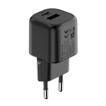 Chargeur double en plastique recyclé avec prise européenne 20W couleur noir quatrième vue