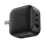 Chargeur ultra-rapide pour plusieurs pays avec 3 sorties 70W couleur noir dixième vue