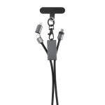 Câble avec cordon de mobile écologique avec 3 ports de charge couleur gris deuxième vue