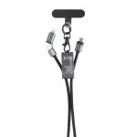 Câble avec cordon de mobile écologique avec 3 ports de charge couleur gris troisième vue