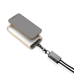 Câble avec cordon de mobile écologique avec 3 ports de charge couleur gris quatrième vue