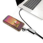 Câble avec cordon de mobile écologique avec 3 ports de charge couleur gris huitième vue