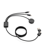 Câble de charge 6 en 1 en matériaux recyclés avec charge pour montre couleur gris avec zone d'impression