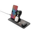 Plateau en polyester recyclé avec chargeur sans fil 3 en 1 couleur noir deuxième vue