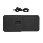Plateau en polyester recyclé avec chargeur sans fil 3 en 1 couleur noir quatrième vue