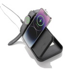 Étui de voyage en matériaux recyclés avec charge 3 en 1 couleur noir troisième vue