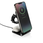 Chargeur sans fil 3 en 1 en aluminium recyclable 15W couleur noir troisième vue