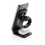 Chargeur sans fil 3 en 1 en aluminium recyclable 15W couleur noir quatrième vue