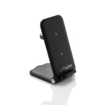 Chargeur sans fil 3 en 1 en aluminium recyclable 15W couleur noir vue avec logo