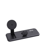 Chargeur magnétique 3 en 1 avec charge sans fil magnétique 15W couleur noir avec zone d'impression