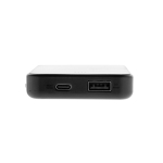 Batterie externe en plastique recyclé avec deux ports 5 000 mAh couleur noir quatrième vue