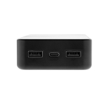 Batterie externe écologique de 20 000 mAh avec 3 ports de charge couleur noir quatrième vue