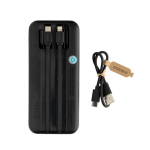 Powerbank avec câbles intégrés et écran digital 10 000 mAh couleur noir troisième vue