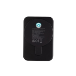 Powerbank sans fil magnétique en plastique recyclé 5 000 mAh couleur noir troisième vue