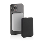 Powerbank sans fil magnétique en plastique recyclé 5 000 mAh couleur noir vue générale