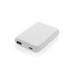 Powerbank sans fil magnétique en plastique recyclé 5 000 mAh couleur blanc