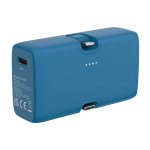 Powerbank en plastique recyclé avec indicateur de charge et 20W couleur bleu