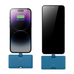 Powerbank en plastique recyclé avec indicateur de charge et 20W couleur bleu cinquième vue