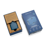 Powerbank en plastique recyclé avec indicateur de charge et 20W couleur bleu vue avec boîte