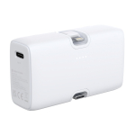 Powerbank en plastique recyclé avec indicateur de charge et 20W couleur blanc