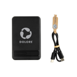 Powerbank magnétique en bambou avec charge sans fil 5 000 mAh couleur noir vue avec logo