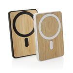 Powerbank magnétique en bambou avec charge sans fil 5 000 mAh couleur noir vue générale