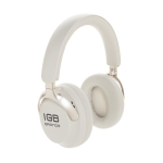 Casque supra-aural avec design élégant et réduction de bruit couleur blanc vue avec logo