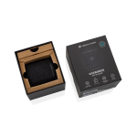 Enceinte en matériaux recyclés avec microphone intégré couleur noir vue avec boîte