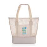 Élégant sac isotherme 2 en 1 en RPET avec doublure PEVA 20L couleur beige avec zone d'impression