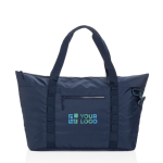 Sac isotherme XL en RPET avec deux poignées et sangle d'épaule 30L couleur bleu marine avec zone d'impression