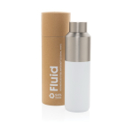 Gourde thermique en acier recyclé avec bouchon antifuite 600ml couleur blanc vue avec boîte