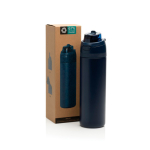 Bouteille en acier inoxydable recyclé à double paroi 720 ml couleur bleu marine vue avec boîte