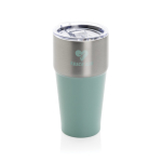 Gobelet thermique en acier inoxydable recyclé anti-goutte 500ml couleur vert vue avec logo