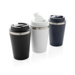 Mug thermique à double paroi écologique couvercle anti-goutte 350ml couleur noir vue générale