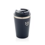 Mug isotherme à double paroi écologique couvercle anti-goutte 350 ml couleur bleu vue avec logo