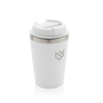 Mug thermique à double paroi écologique couvercle anti-goutte 350ml couleur blanc vue avec logo