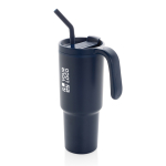 Gobelet thermique en acier inoxydable recyclé anti-goutte 900ml couleur bleu marine avec zone d'impression