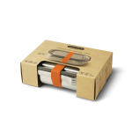 Lunch box en acier inoxydable avec couverts et sangle Black+Blum 1 L couleur orange vue avec boîte