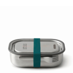 Lunch box en acier inoxydable avec couverts et sangle Black+Blum 1L couleur turquoise avec zone d'impression