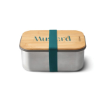 Lunch box en acier inoxydable couvercle et sangle Black+Blum 1,25L couleur turquoise vue avec logo