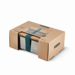 Lunch box en acier inoxydable couvercle et sangle Black+Blum 1,25L couleur turquoise vue avec boîte