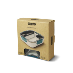Lunch box avec compartiments intérieurs et fourchette Black+Blum 1L couleur turquoise vue avec boîte