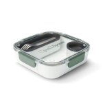 Lunch box avec compartiments intérieurs et fourchette Black+Blum 1L vue avec logo