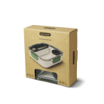 Lunch box avec compartiments intérieurs et fourchette Black+Blum 1L vue avec boîte