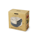 Bol en verre avec couvercle en silicone anti-goutte Black+Blum 750ml couleur argenté vue avec boîte