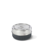 Bol en verre avec couvercle en silicone anti-goutte Black+Blum 750ml couleur argenté avec zone d'impression