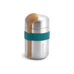 Flacon thermique en acier inoxydable anti-goutte Black+Blum 400ml couleur turquoise vue avec logo