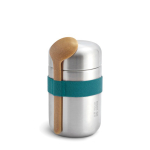 Flacon thermique en acier inoxydable anti-goutte Black+Blum 400ml couleur turquoise avec zone d'impression