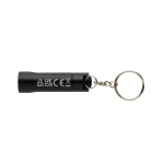 Porte-clés lampe torche en aluminium recyclé avec LED 15 lumens couleur noir troisième vue