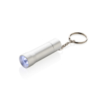 Porte-clés lampe torche en aluminium recyclé avec LED 15 lumens couleur argenté